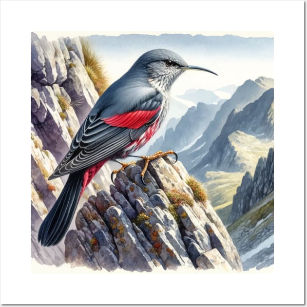 Colorful Wallcreeper - Watercolor Bird Wall Art by Aquarelle Impressions